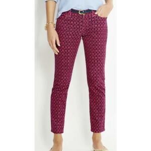 Vineyard Vines Slim Ankle Cords Corduroy Pants Anchor Print Pink Skinny Size 0